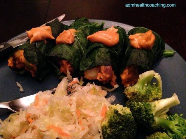Collard rolls (with random kimchi and broccoli making an appearance).